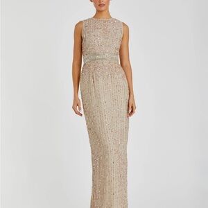 Mac Duggal Gold Sequin Cut-Out Maxi Gown size 10